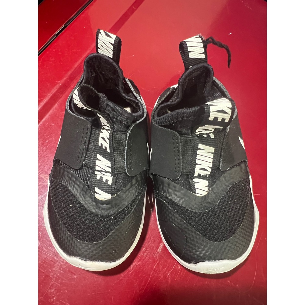 Nike‎ Flex Runner TD Black White Slip On Toddler Shoes Size 5C